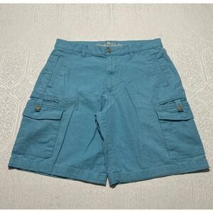 Paradise Collection Mens Teal Blue Linen Cotton Blend Cargo Shorts Size 36